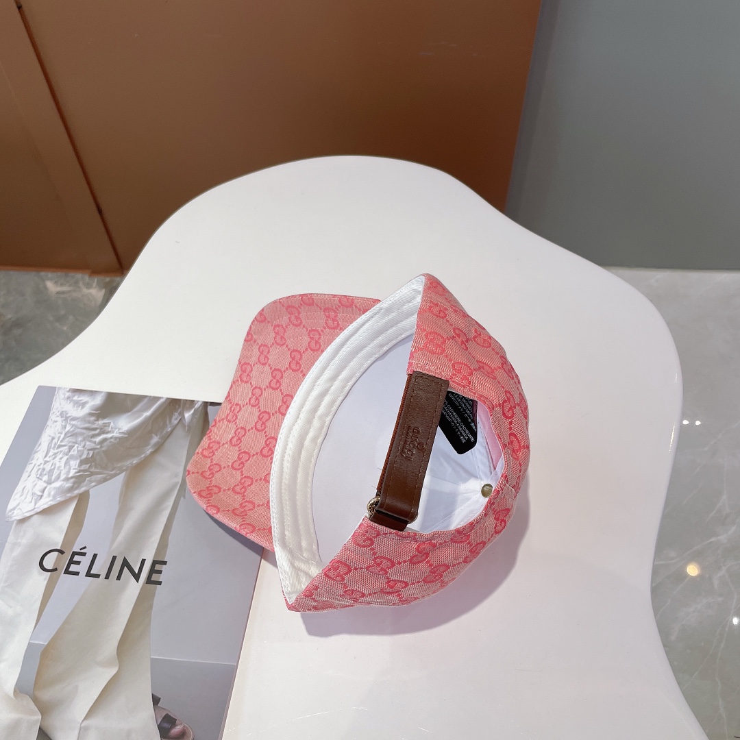 Gucci Canvas Baseball Hat With Horsebit Pink GG Hat