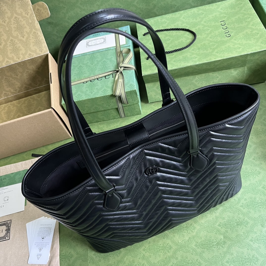 Gucci Casual Style Logo Totes Cream/Black For Women 38.5cm / 15.1in 739684 DAAAH 2754