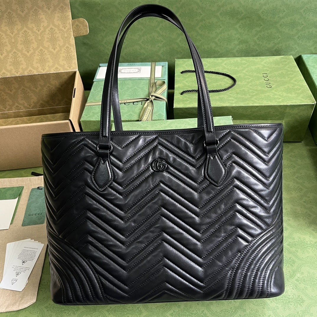 Gucci Casual Style Logo Totes Cream/Black For Women 38.5cm / 15.1in 739684 DAAAH 2754