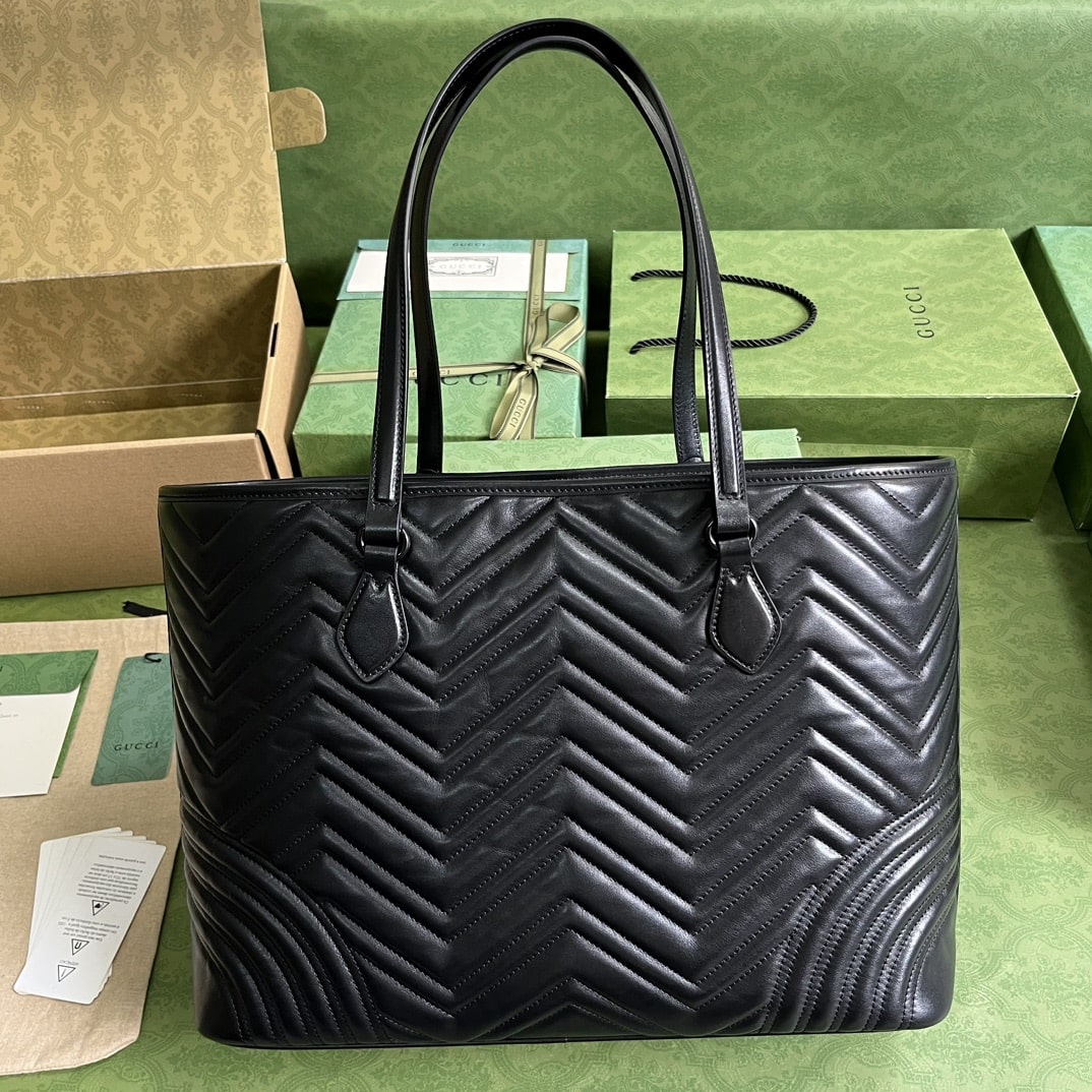 Gucci Casual Style Logo Totes Cream/Black For Women 38.5cm / 15.1in 739684 DAAAH 2754