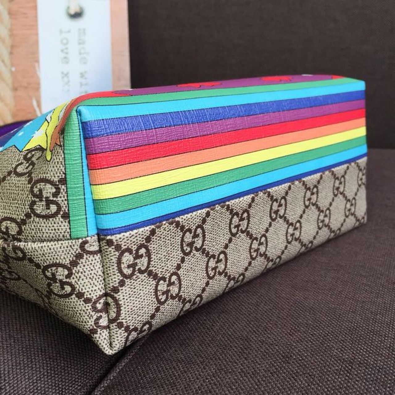 Gucci Children’s GG Supreme Rainbow Birds Tote Bag GG Supreme Canvas Brown/Multicolor For Children’s 8in/20cm GG  410812
