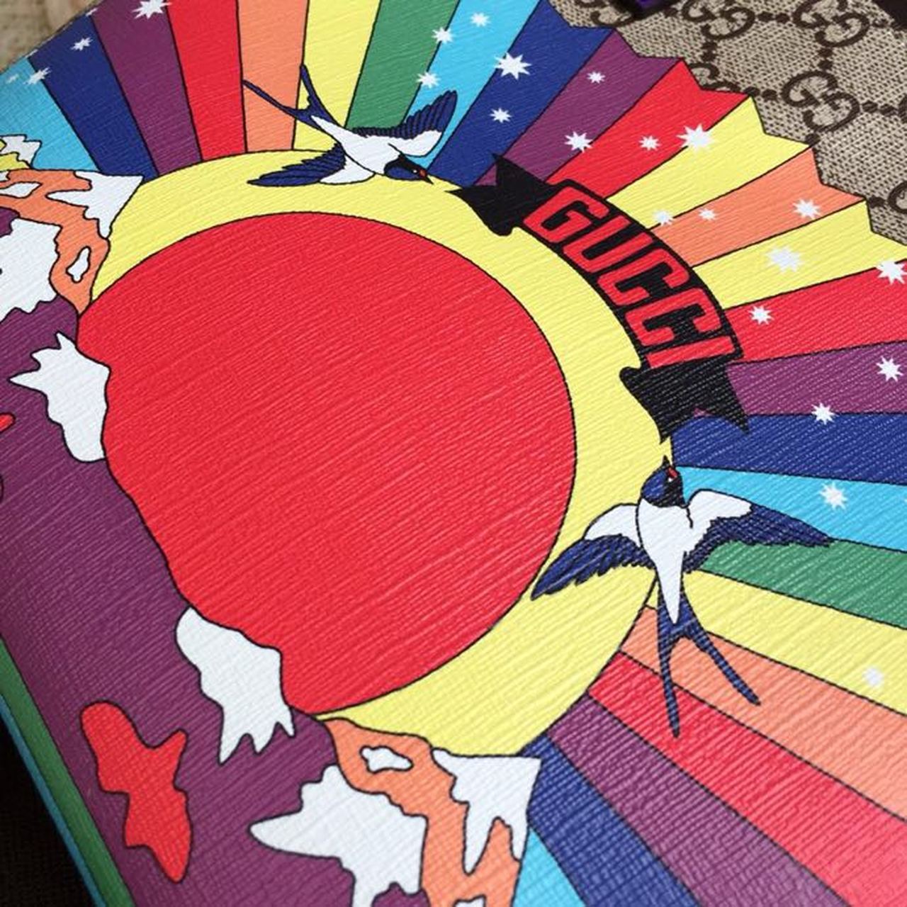 Gucci Children’s GG Supreme Rainbow Birds Tote Bag GG Supreme Canvas Brown/Multicolor For Children’s 8in/20cm GG  410812