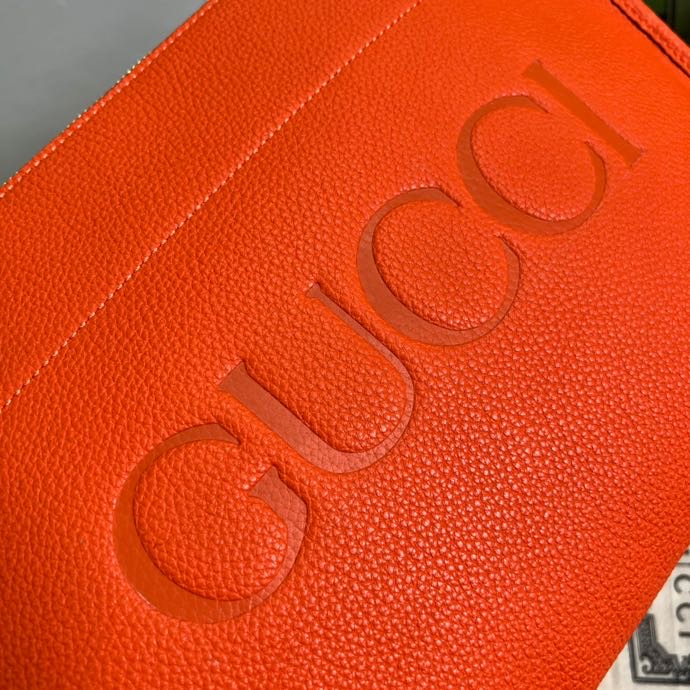 Gucci Clutch With Gucci Logo Orange For Men 12in/31cm  GG