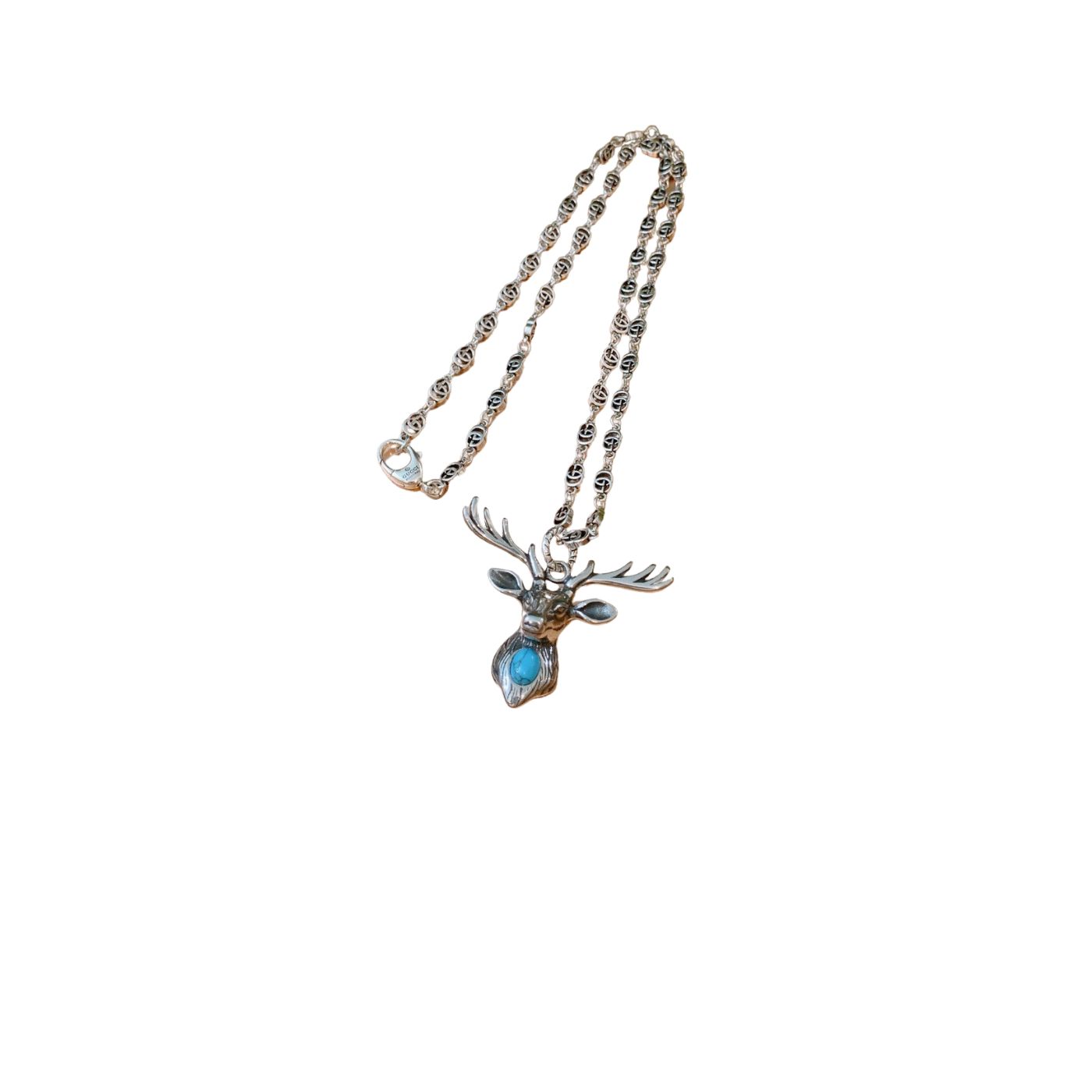 Gucci Deer Head Necklace Silver Tone For Women