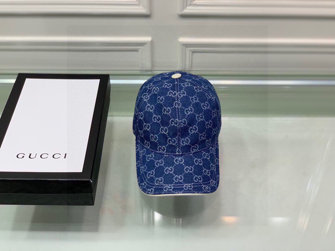 Gucci Denim Baseball Hat Blue GG Hat