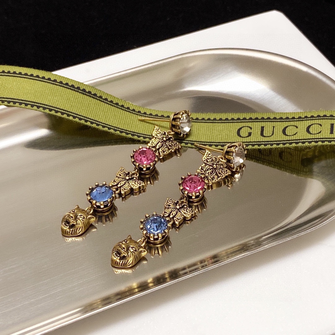 Gucci Diamond Stud Earrings Gold For Women