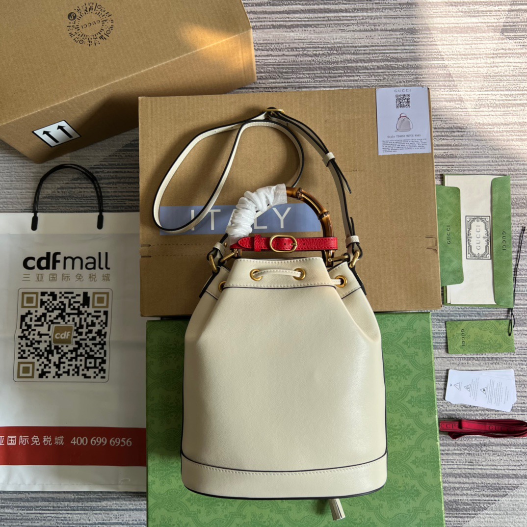 Gucci Diana Bucket Bag Black/White/Brown For Women 15in/38cm ?724667