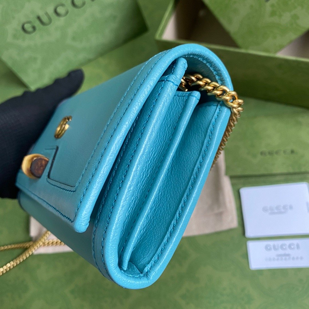 Gucci Diana Chain Wallet With Bamboo Blue For Women, Women’s Bags 7.4in/19cm GG