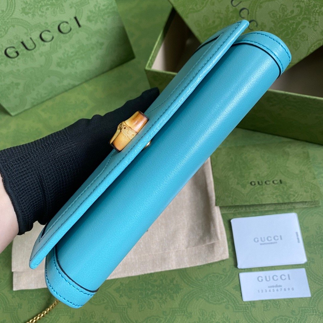 Gucci Diana Chain Wallet With Bamboo Blue For Women, Women’s Bags 7.4in/19cm GG