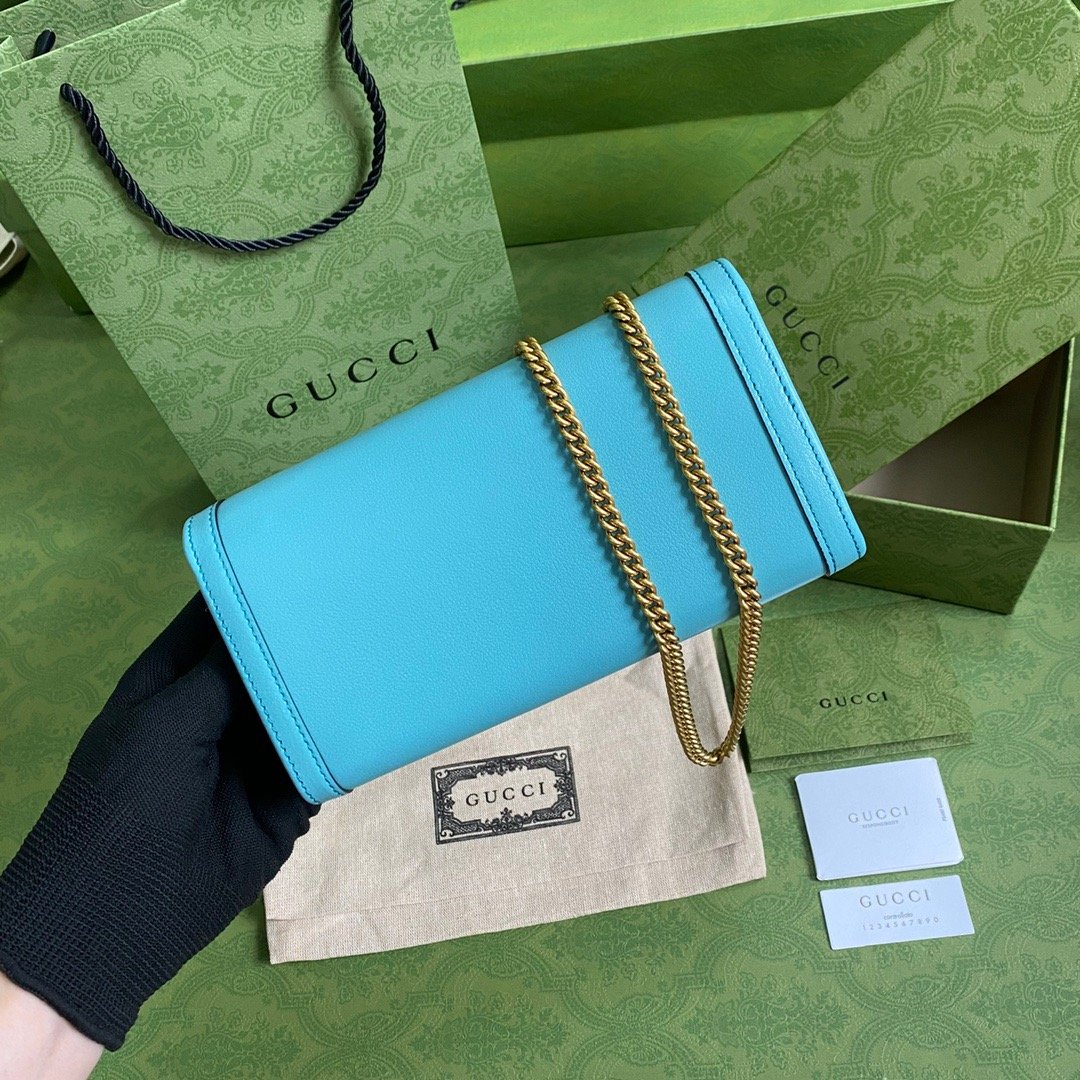 Gucci Diana Chain Wallet With Bamboo Blue For Women, Women’s Bags 7.4in/19cm GG