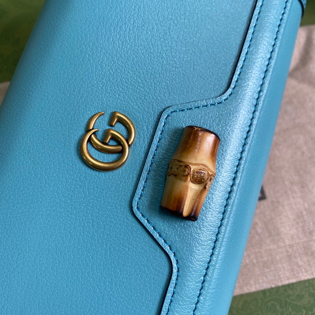 Gucci Diana Chain Wallet With Bamboo Blue For Women, Women’s Bags 7.4in/19cm GG