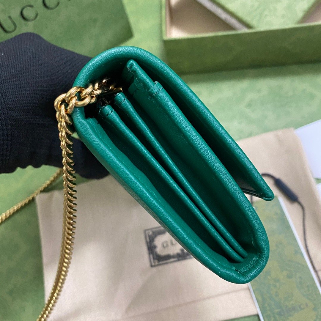Gucci Diana Chain Wallet With Bamboo Green For Women, Women’s Bags 7.4in/19cm GG