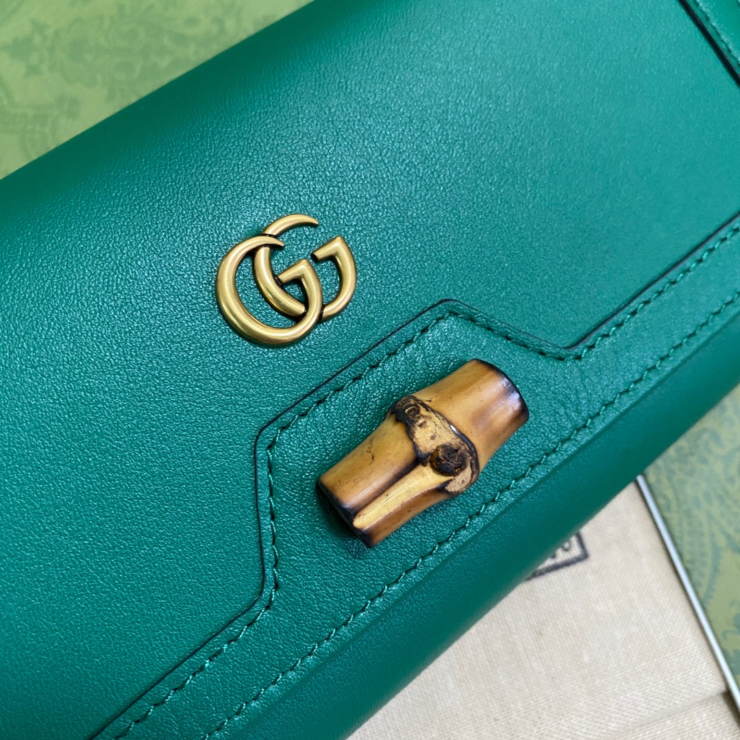 Gucci Diana Chain Wallet With Bamboo Green For Women, Women’s Bags 7.4in/19cm GG