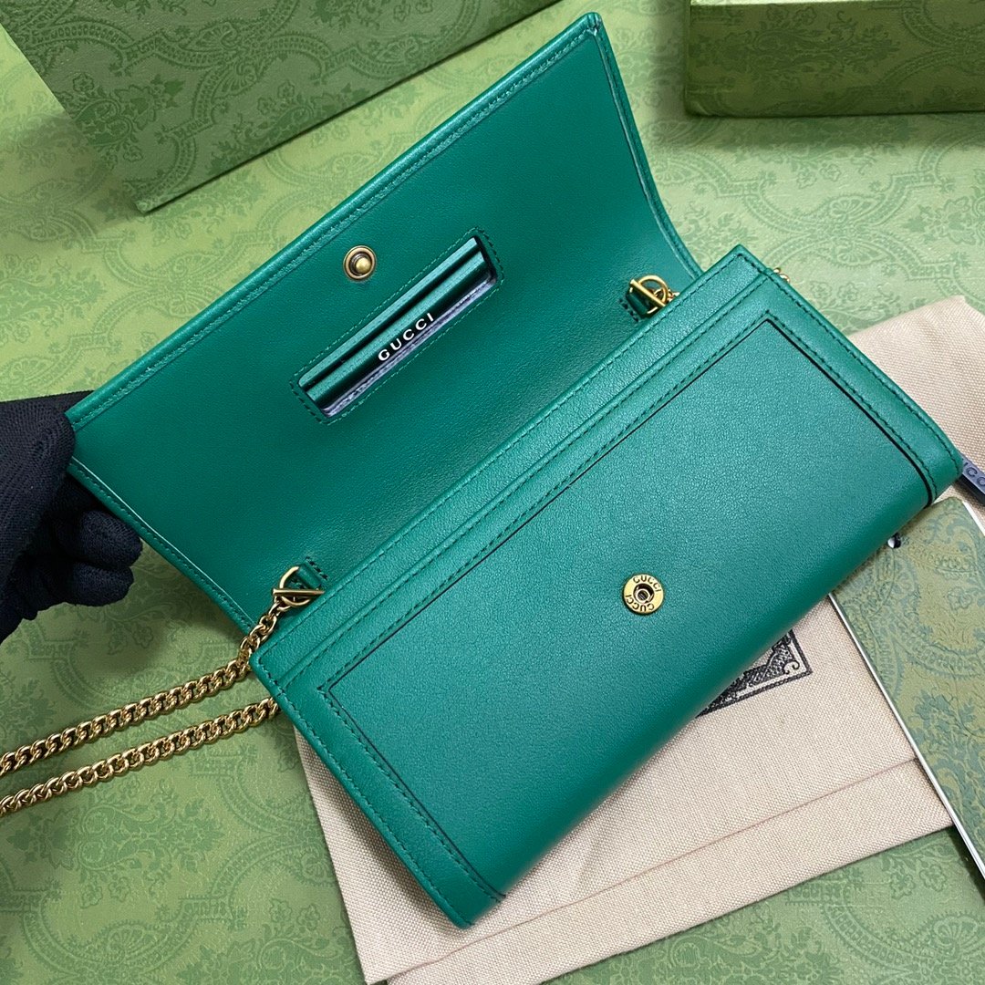 Gucci Diana Chain Wallet With Bamboo Green For Women, Women’s Bags 7.4in/19cm GG