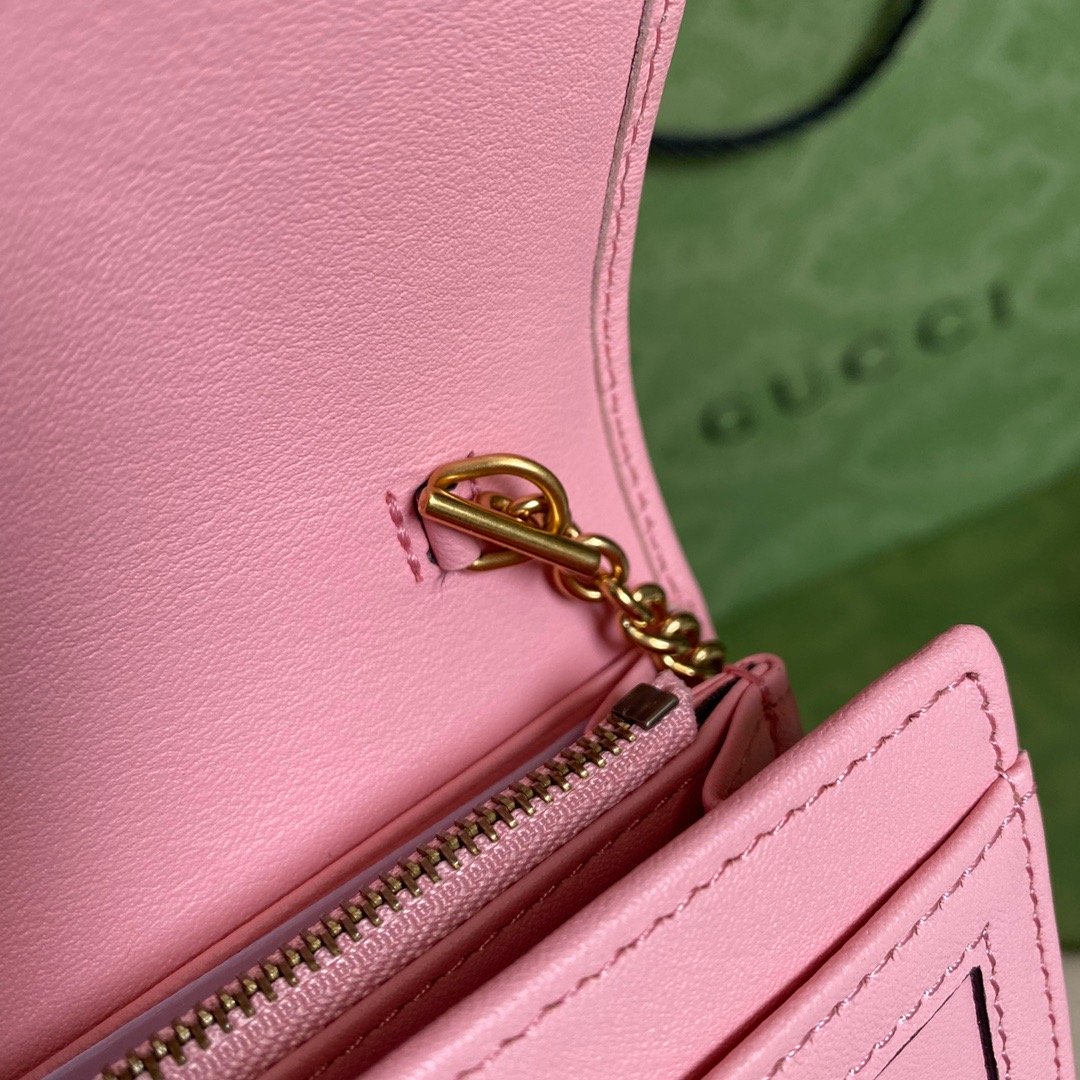 Gucci Diana Chain Wallet With Bamboo Pink For Women, Women’s Bags 7.4in/19cm GG