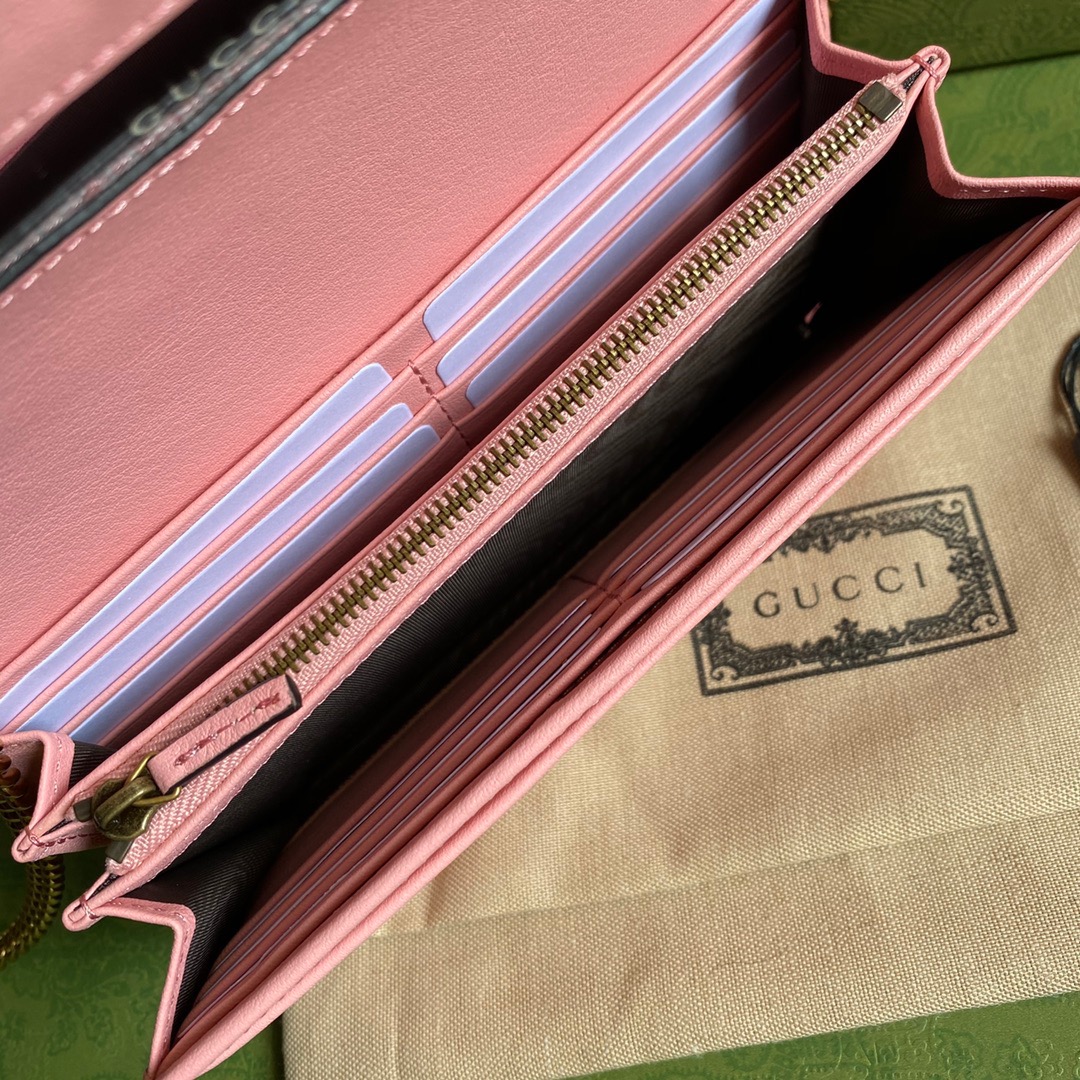 Gucci Diana Chain Wallet With Bamboo Pink For Women, Women’s Bags 7.4in/19cm GG
