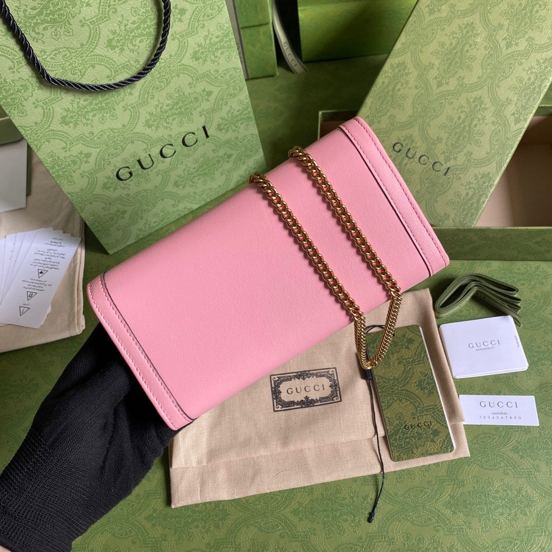 Gucci Diana Chain Wallet With Bamboo Pink For Women, Women’s Bags 7.4in/19cm GG