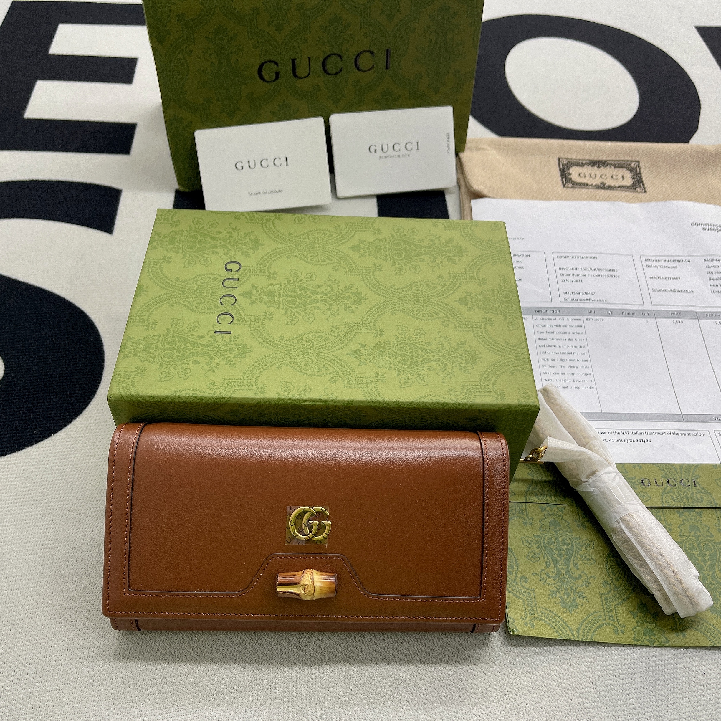 Gucci Diana Chain Wallet With Bamboo Red For Women, Women’s Bags 7.4in/19cm GG