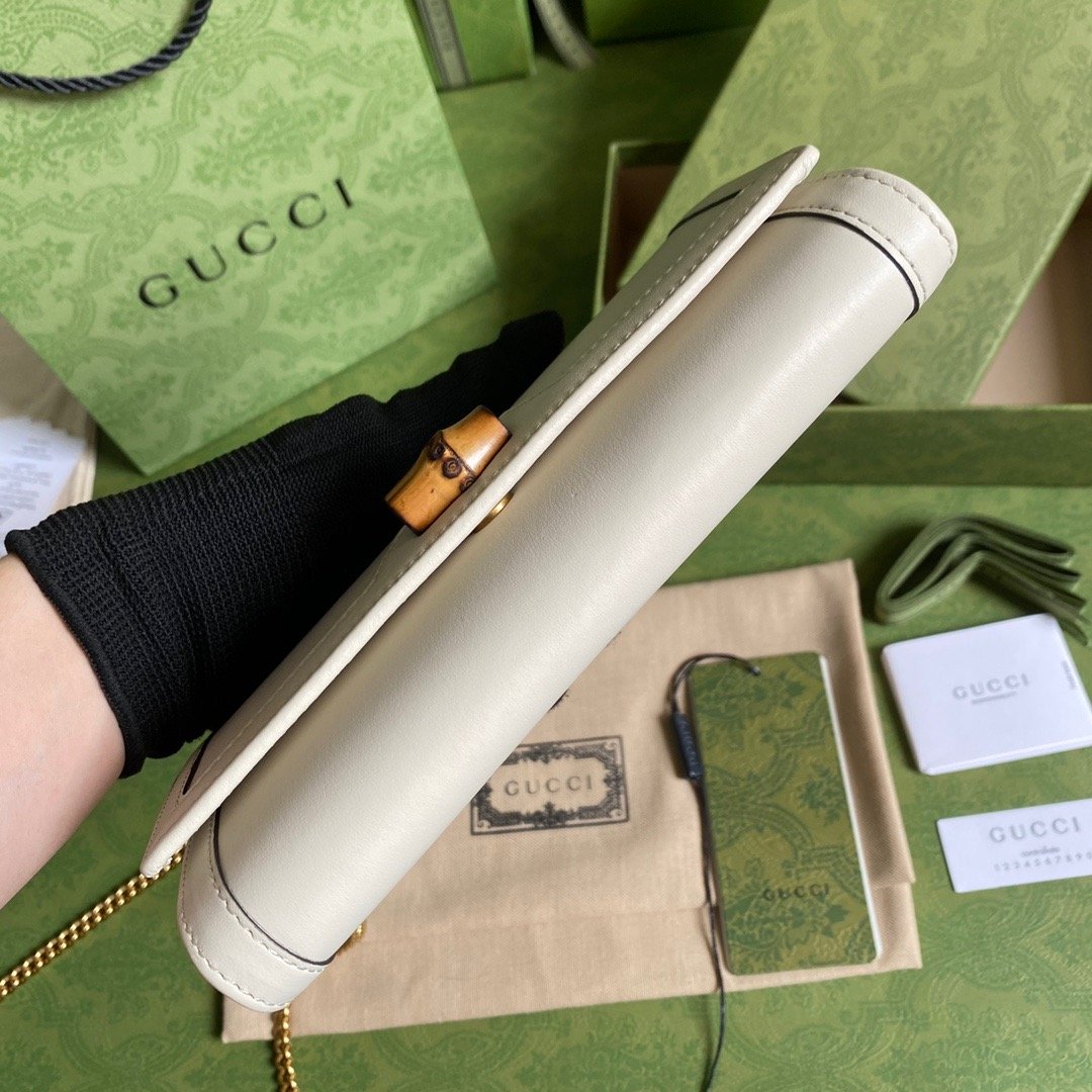 Gucci Diana Chain Wallet With Bamboo White For Women, Women’s Bags 7.4in/19cm GG 658243 17Q0T 9022