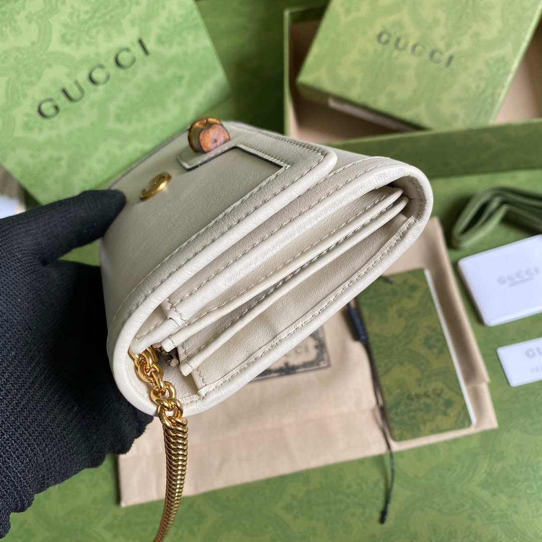 Gucci Diana Chain Wallet With Bamboo White For Women, Women’s Bags 7.4in/19cm GG 658243 17Q0T 9022
