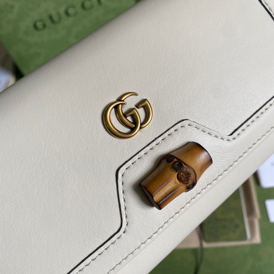 Gucci Diana Chain Wallet With Bamboo White For Women, Women’s Bags 7.4in/19cm GG 658243 17Q0T 9022