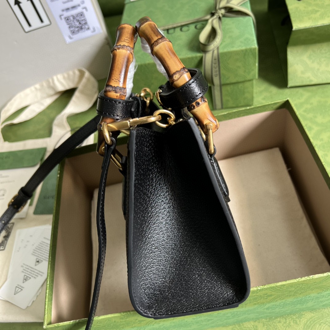 Gucci Diana Jumbo GG Mini Tote Bag Handbag Canvas Lining Black For Women 7.9in/20cm GG 655661 UKMFT 2672