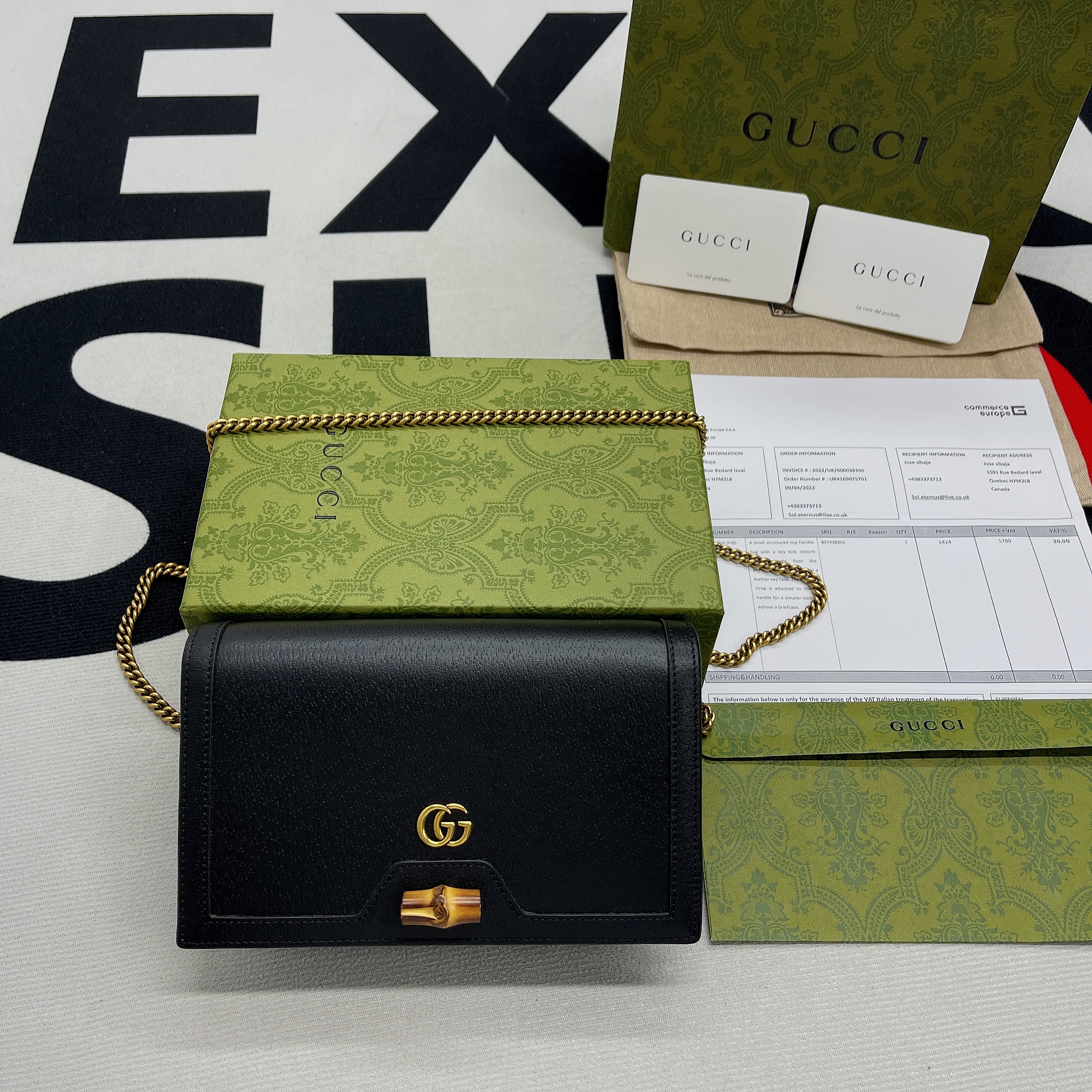 Gucci Diana Mini Bag With Bamboo Black For Women, Women’s Bags 7.5in/19cm GG 696817 DJ20T 1000