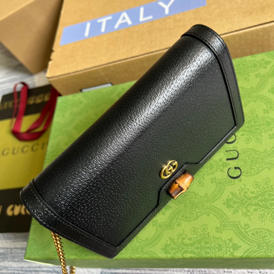 Gucci Diana Mini Bag With Bamboo Black For Women, Women’s Bags 7.5in/19cm GG 696817 DJ20T 1000