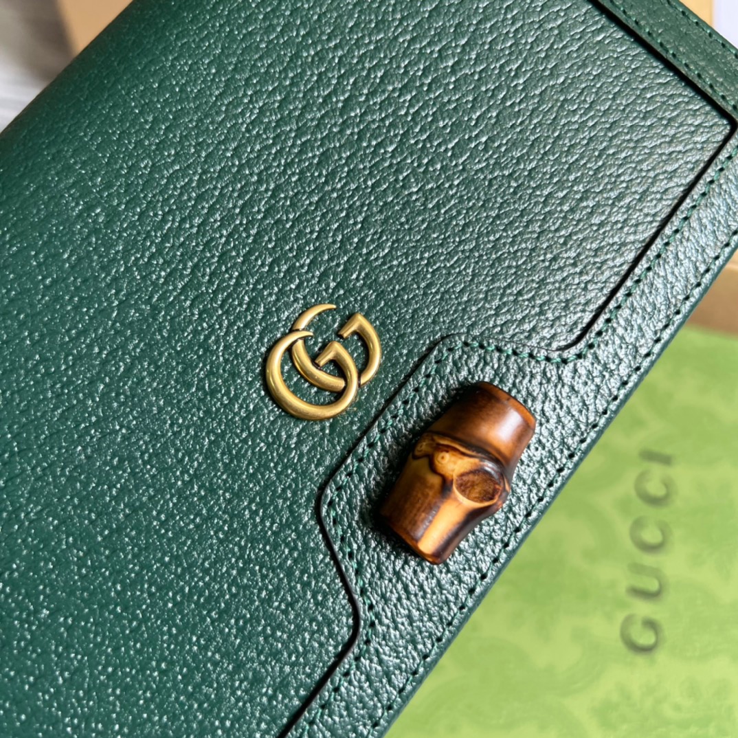 Gucci Diana Mini Bag With Bamboo Green For Women, Women’s Bags 7.5in/19cm GG ?696817 DJ20T 3120