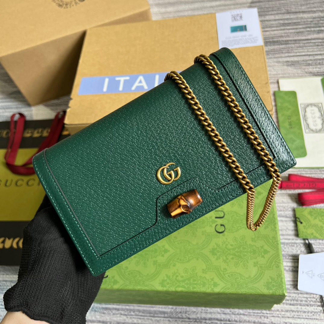 Gucci Diana Mini Bag With Bamboo Green For Women, Women’s Bags 7.5in/19cm GG ?696817 DJ20T 3120