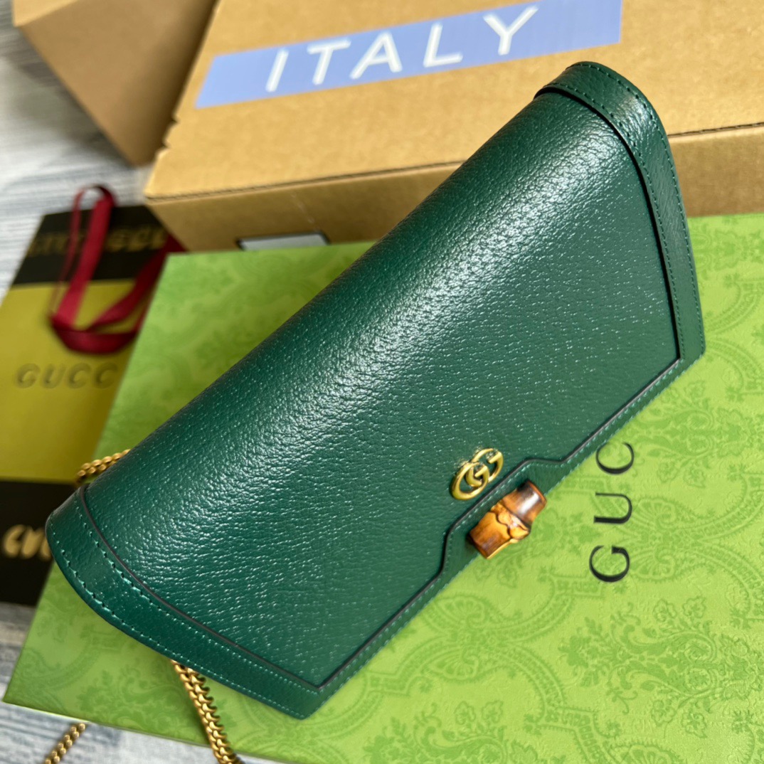 Gucci Diana Mini Bag With Bamboo Green For Women, Women’s Bags 7.5in/19cm GG ?696817 DJ20T 3120
