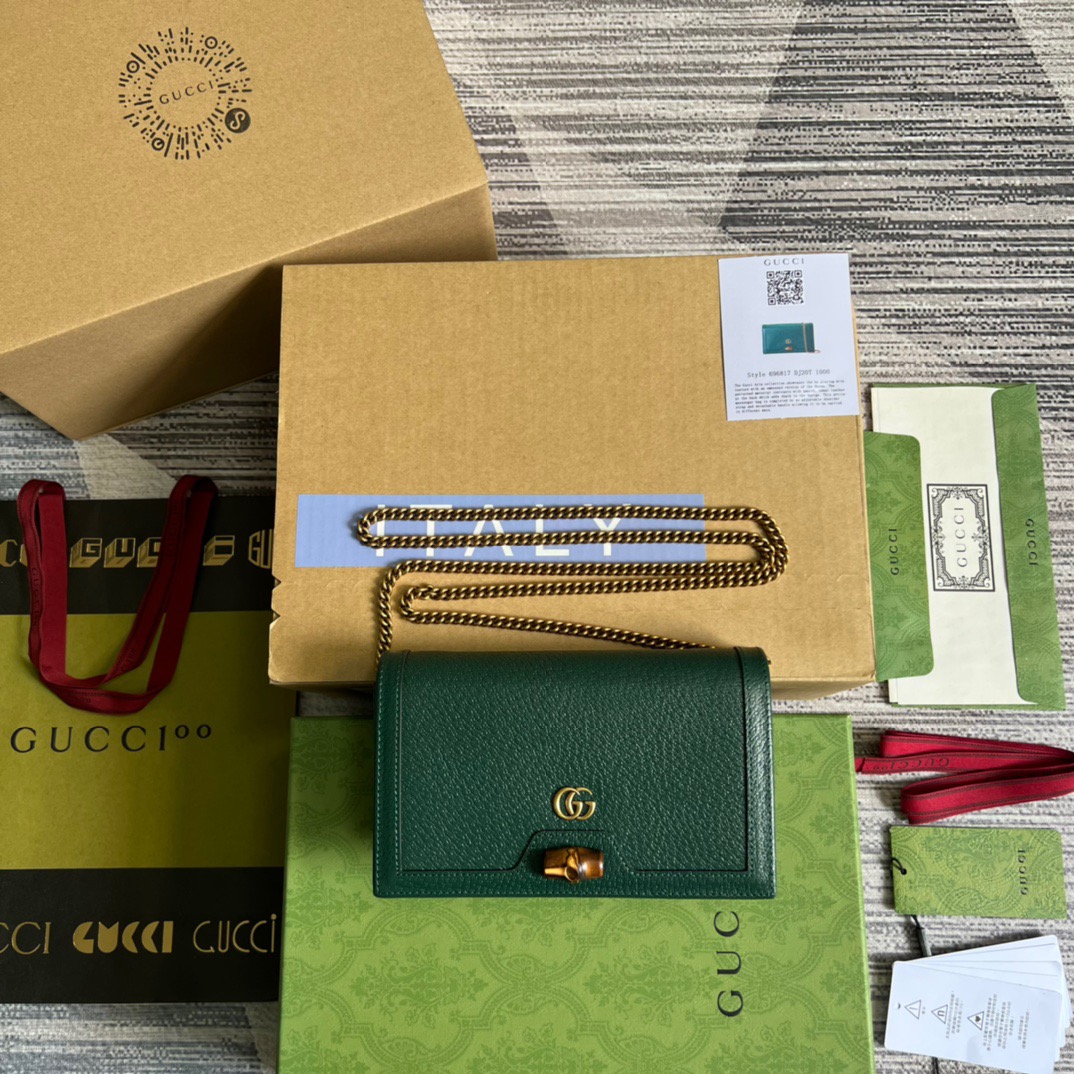 Gucci Diana Mini Bag With Bamboo Green For Women, Women’s Bags 7.5in/19cm GG ?696817 DJ20T 3120