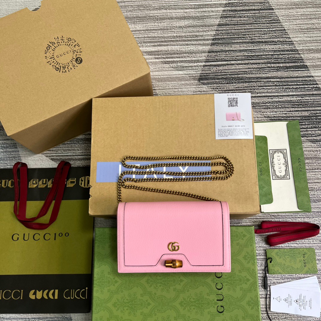 Gucci Diana Mini Bag With Bamboo Pink For Women, Women’s Bags 7.5in/19cm GG 696817 DJ20T 5815