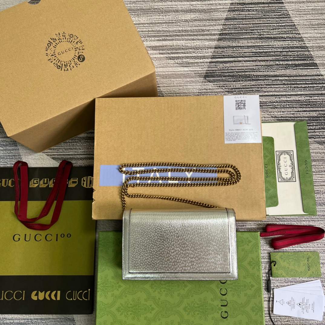 Gucci Diana Mini Bag With Bamboo Silver For Women, Women’s Bags 7.5in/19cm GG