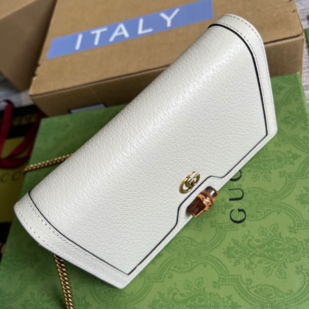 Gucci Diana Mini Bag With Bamboo White For Women, Women’s Bags 7.5in/19cm GG 