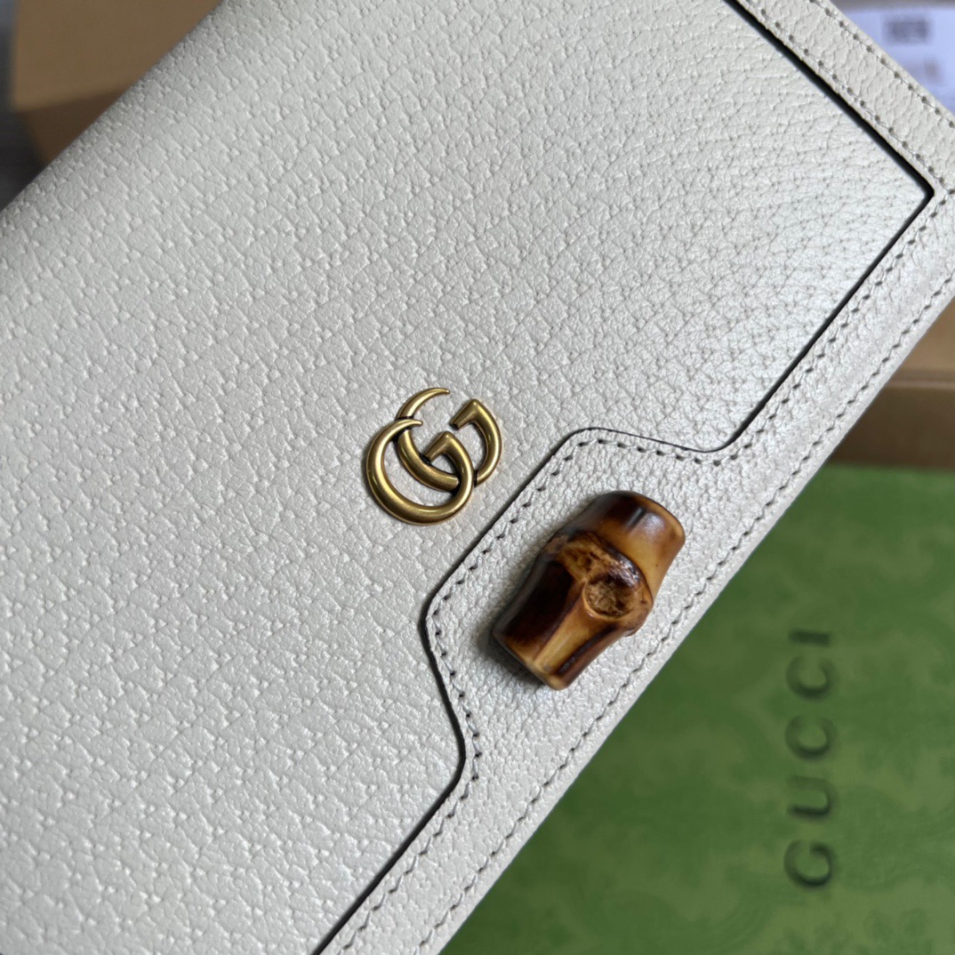Gucci Diana Mini Bag With Bamboo White For Women, Women’s Bags 7.5in/19cm GG 