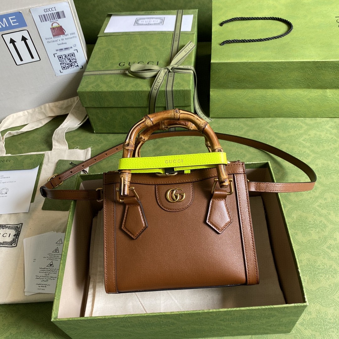 Gucci Diana Mini Tote Bag Brown For Women  8in/20cm GG 702732ZDT 2185