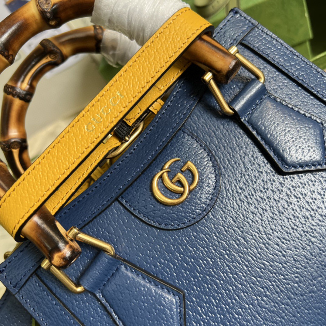 Gucci Diana Mini Tote Bag Canvas Lining Blue For Women 7.9in/20cm GG 702732ZDT 4862