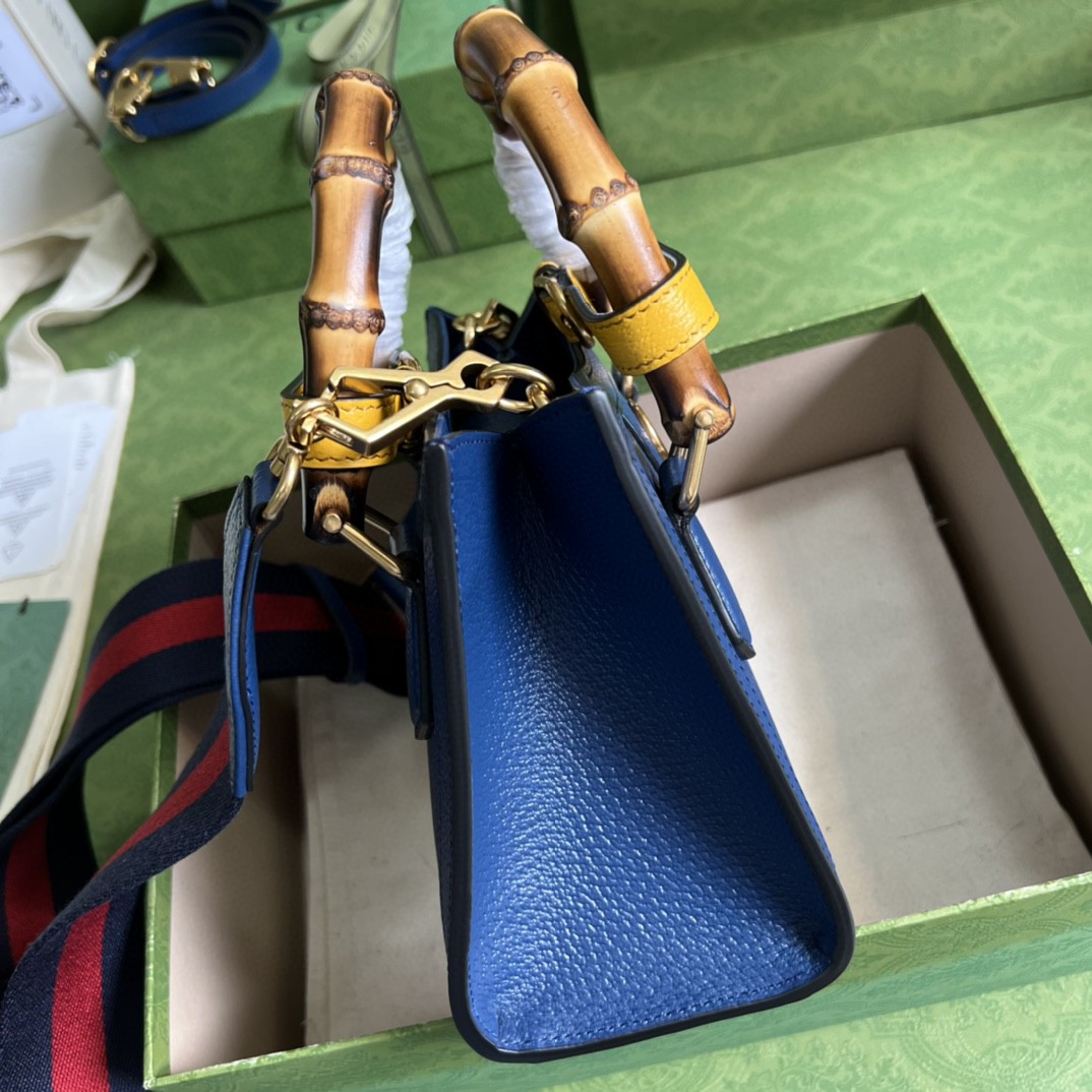 Gucci Diana Mini Tote Bag Canvas Lining Blue For Women 7.9in/20cm GG 702732ZDT 4862