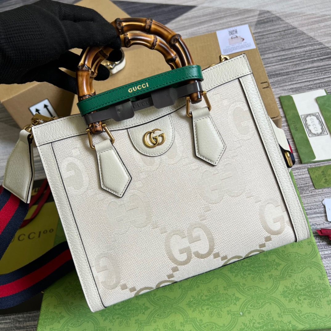 Gucci Diana Small GG Tote Bag White For Women, Women’s Bags 11in/27cm GG