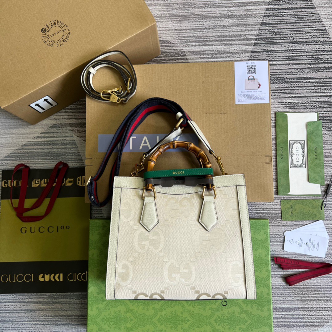 Gucci Diana Small GG Tote Bag White For Women, Women’s Bags 11in/27cm GG
