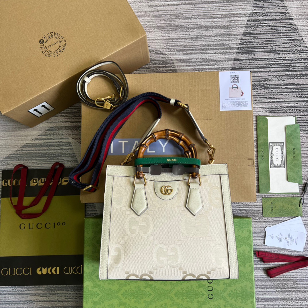 Gucci Diana Small GG Tote Bag White For Women, Women’s Bags 11in/27cm GG