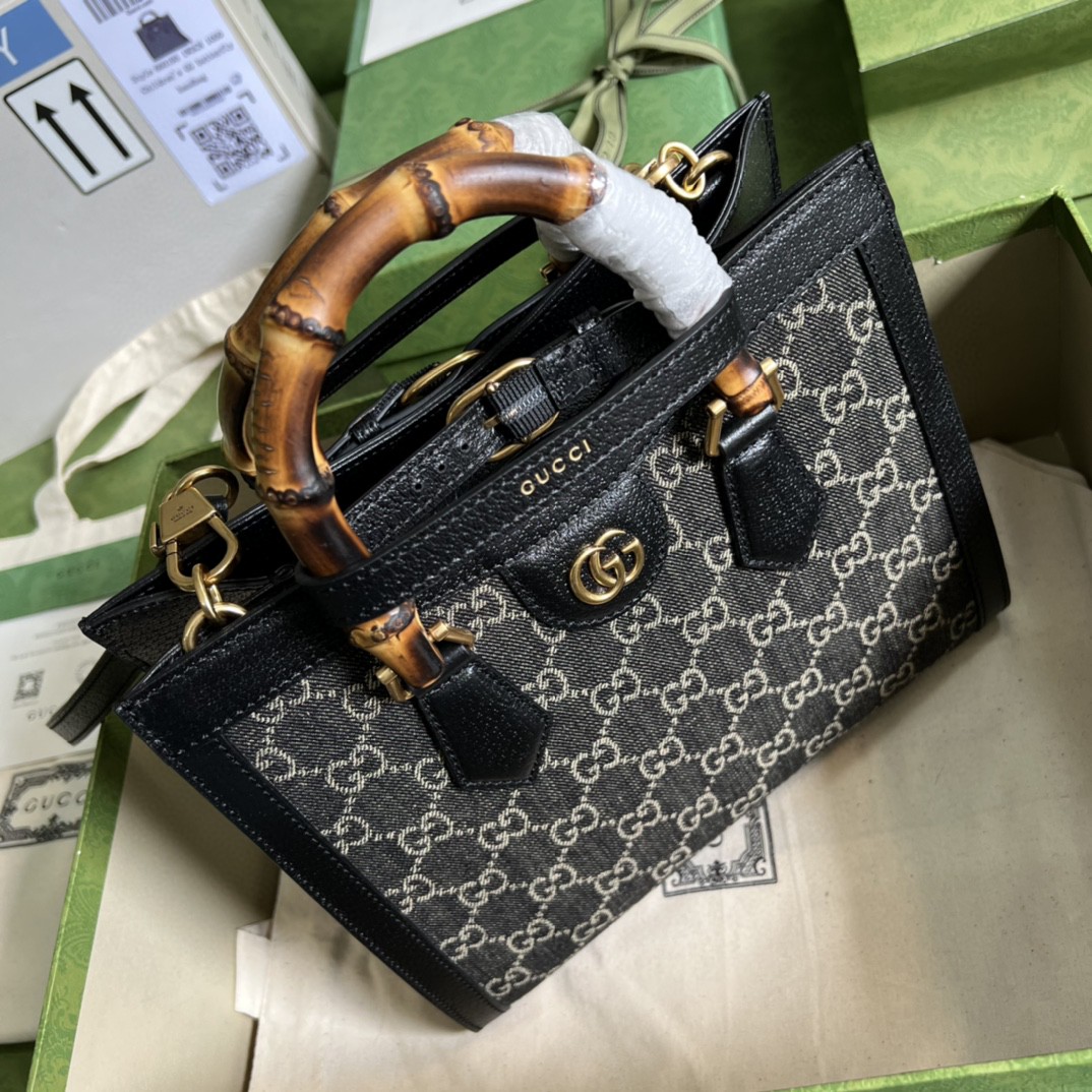 Gucci Diana Small Tote Bag Black For Women 10.6in/27cm