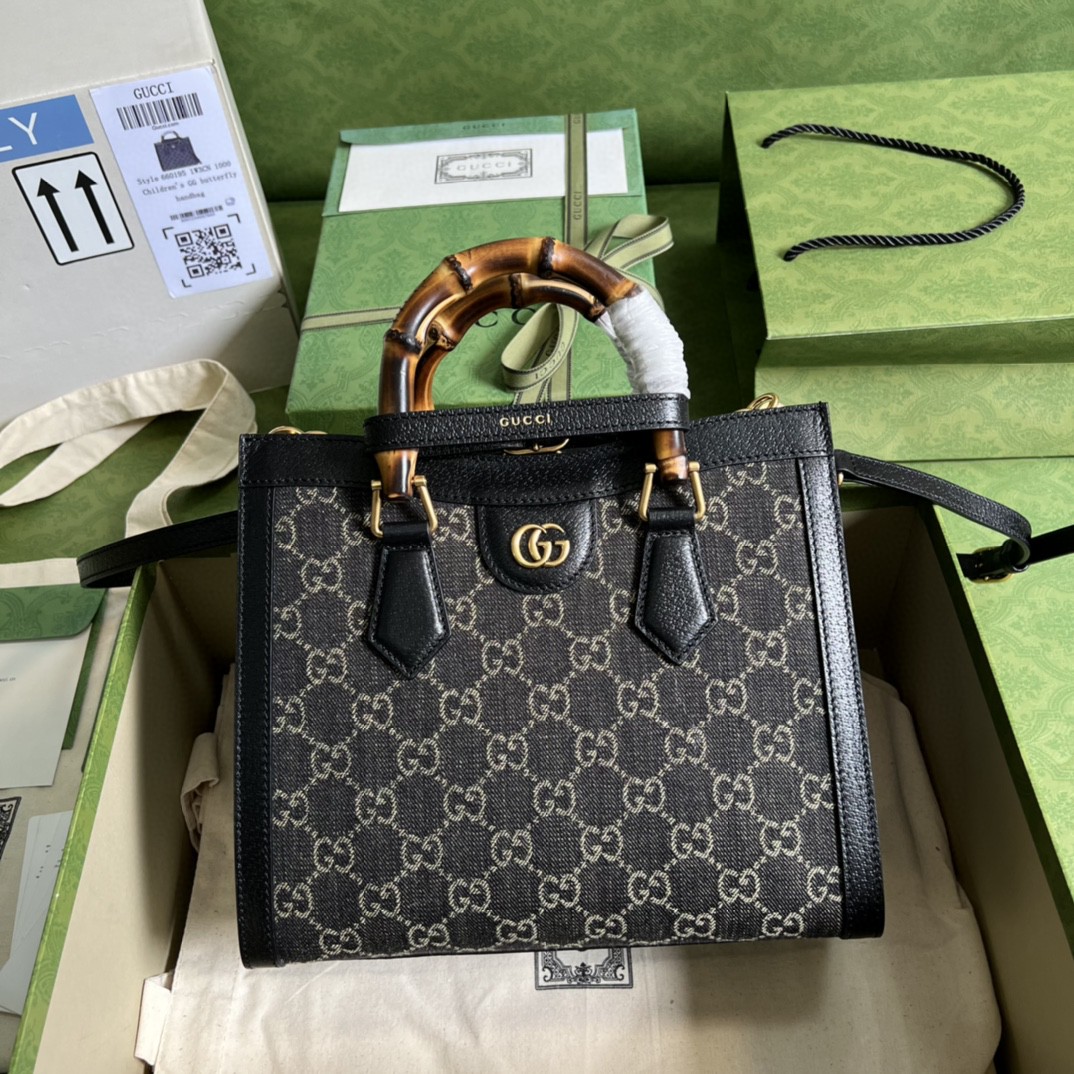 Gucci Diana Small Tote Bag Black For Women 10.6in/27cm