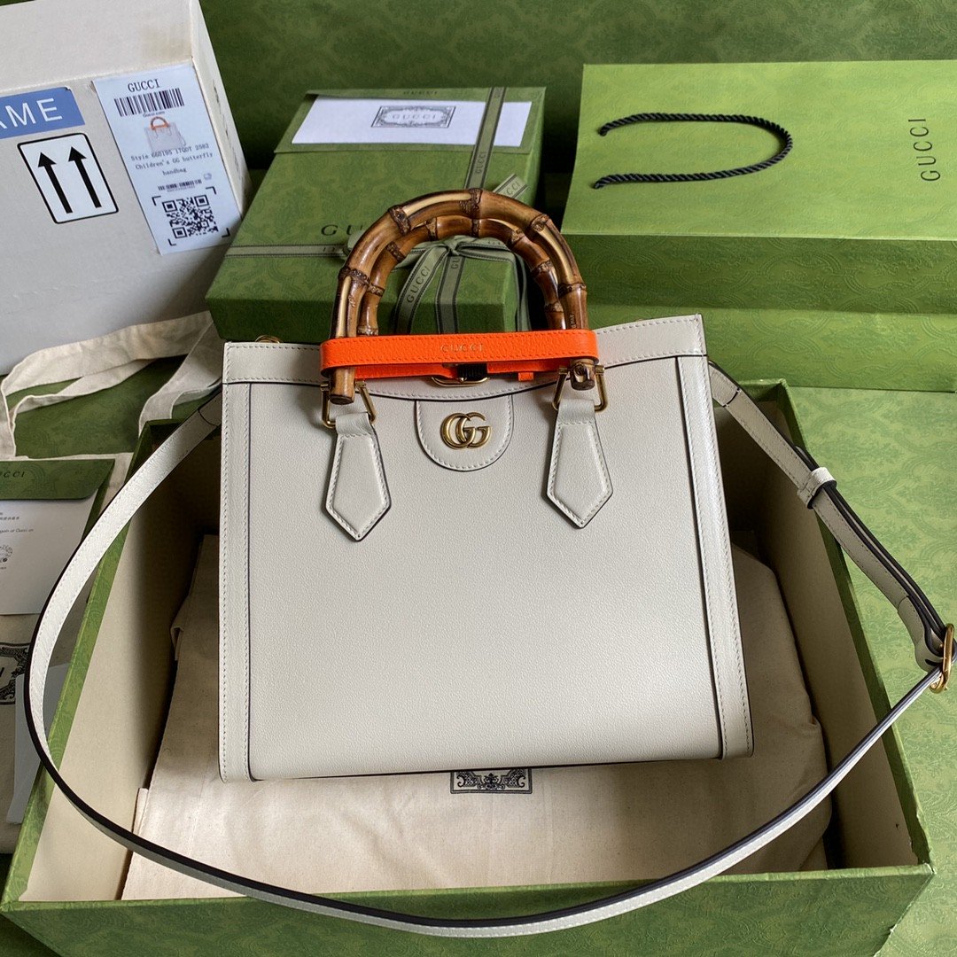 Gucci Diana Small Tote Bag White For Women 11in/27cm