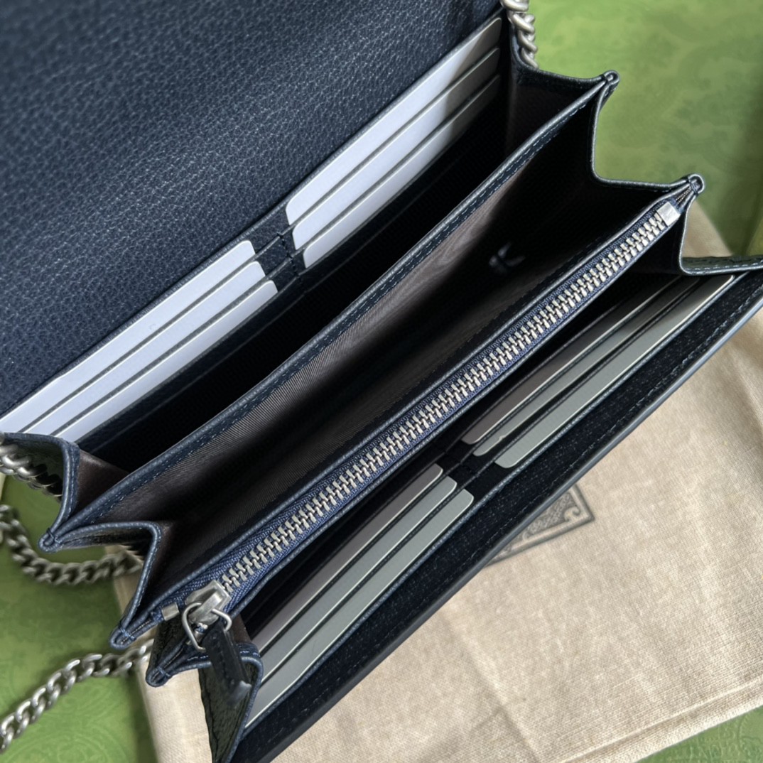 Gucci Dionysus GG Chain Wallet Beige And Blue Supreme Canvas For Women 8in/20cm 401231GSN 4075