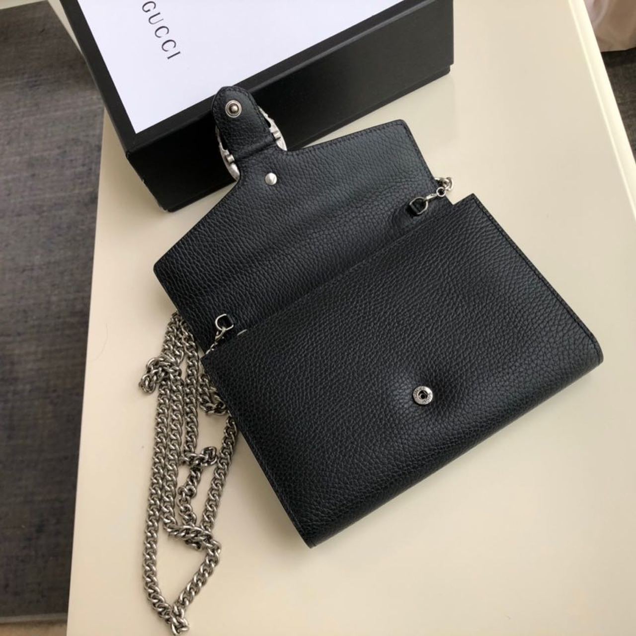 Gucci Dionysus Mini Chain Bag Black Metal-Free Tanned For Women 8in/20cm GG 401231 CAOGN 8176