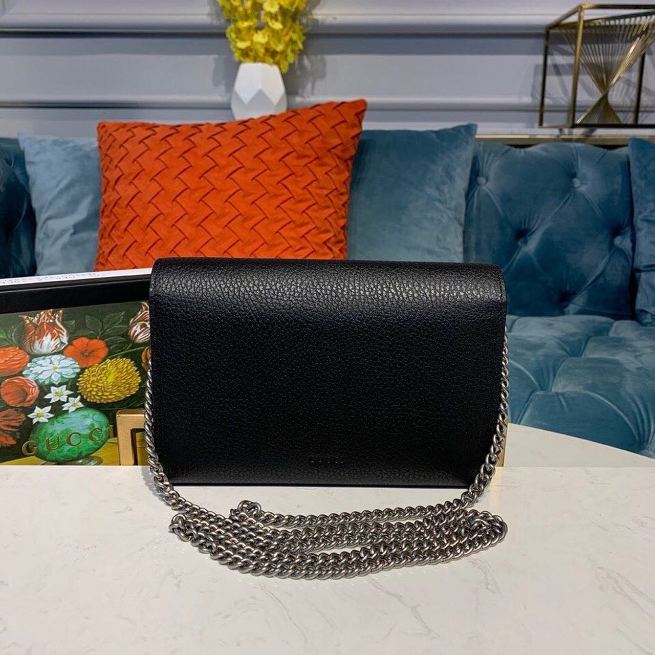 Gucci Dionysus Mini Chain Bag Black Metal-Free Tanned For Women 8in/20cm GG 401231 CAOGN 8176