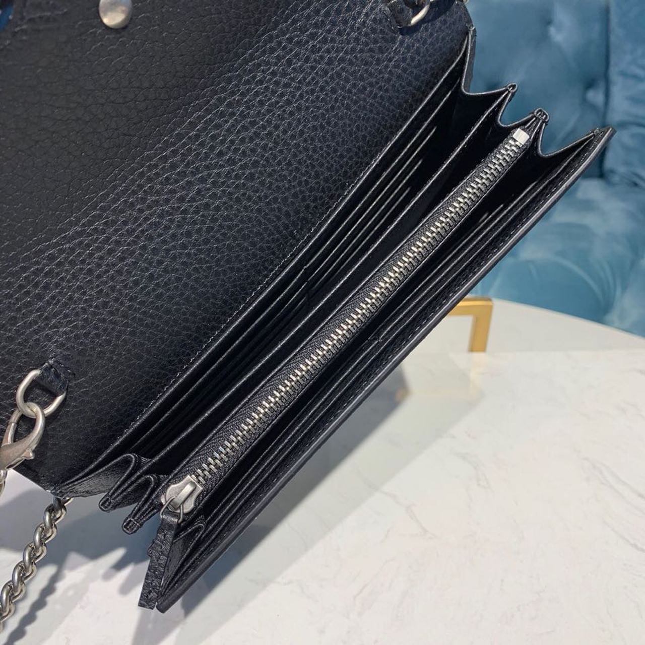 Gucci Dionysus Mini Chain Bag Black Metal-Free Tanned For Women 8in/20cm GG 401231 CAOGN 8176