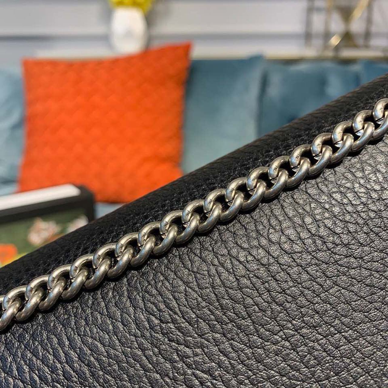 Gucci Dionysus Mini Chain Bag Black Metal-Free Tanned For Women 8in/20cm GG 401231 CAOGN 8176